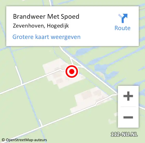 Locatie op kaart van de 112 melding: Brandweer Met Spoed Naar Zevenhoven, Hogedijk op 5 augustus 2016 20:36