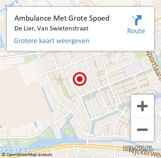 Locatie op kaart van de 112 melding: Ambulance Met Grote Spoed Naar De Lier, Van Swietenstraat op 5 augustus 2016 21:04