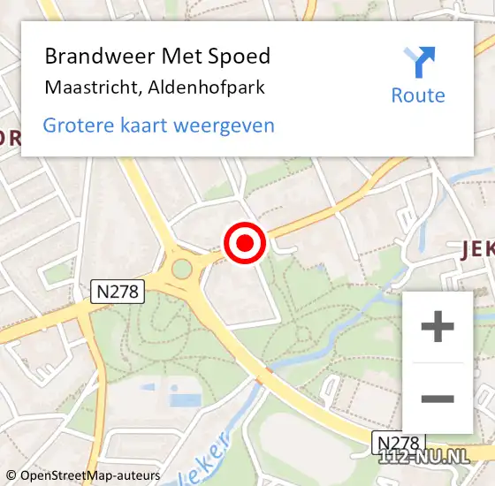 Locatie op kaart van de 112 melding: Brandweer Met Spoed Naar Maastricht, Aldenhofpark op 5 augustus 2016 21:23