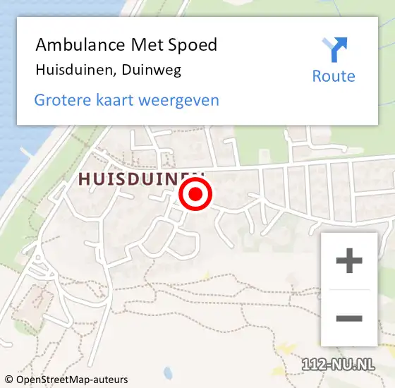 Locatie op kaart van de 112 melding: Ambulance Met Spoed Naar Huisduinen, Duinweg op 5 augustus 2016 22:40