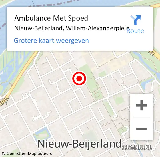 Locatie op kaart van de 112 melding: Ambulance Met Spoed Naar Nieuw-Beijerland, Willem-Alexanderplein op 5 augustus 2016 22:48