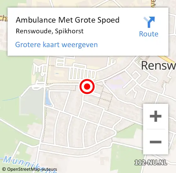 Locatie op kaart van de 112 melding: Ambulance Met Grote Spoed Naar Renswoude, Spikhorst op 5 augustus 2016 23:33