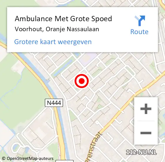 Locatie op kaart van de 112 melding: Ambulance Met Grote Spoed Naar Voorhout, Oranje Nassaulaan op 5 augustus 2016 23:45