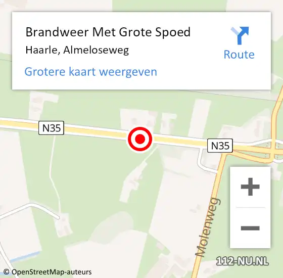 Locatie op kaart van de 112 melding: Brandweer Met Grote Spoed Naar Haarle, Almeloseweg op 6 augustus 2016 00:08