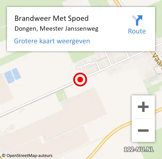 Locatie op kaart van de 112 melding: Brandweer Met Spoed Naar Dongen, Meester Janssenweg op 6 augustus 2016 01:26