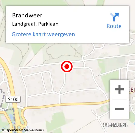 Locatie op kaart van de 112 melding: Brandweer Landgraaf, Parklaan op 23 december 2013 14:26