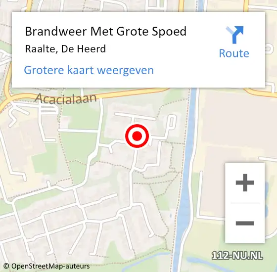 Locatie op kaart van de 112 melding: Brandweer Met Grote Spoed Naar Raalte, De Heerd op 6 augustus 2016 04:13