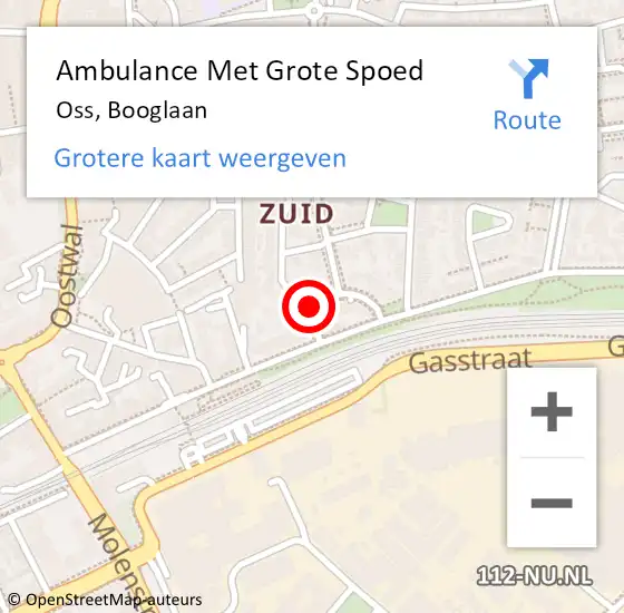 Locatie op kaart van de 112 melding: Ambulance Met Grote Spoed Naar Oss, Booglaan op 6 augustus 2016 06:43