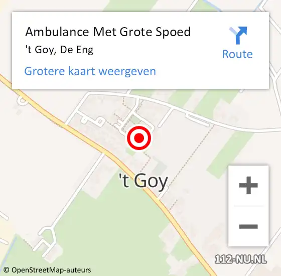 Locatie op kaart van de 112 melding: Ambulance Met Grote Spoed Naar 't Goy, De Eng op 6 augustus 2016 07:53