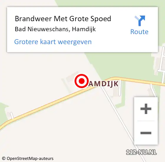 Locatie op kaart van de 112 melding: Brandweer Met Grote Spoed Naar Bad Nieuweschans, Hamdijk op 6 augustus 2016 08:03