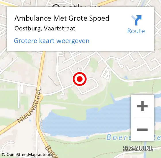 Locatie op kaart van de 112 melding: Ambulance Met Grote Spoed Naar Oostburg, Vaartstraat op 6 augustus 2016 09:28