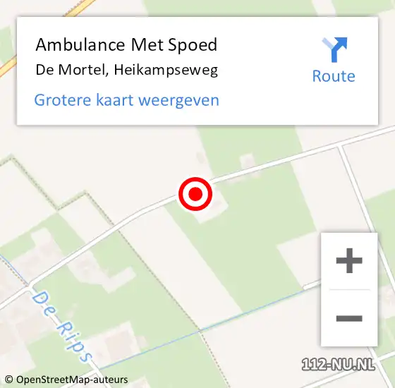 Locatie op kaart van de 112 melding: Ambulance Met Spoed Naar De Mortel, Heikampseweg op 6 augustus 2016 09:43