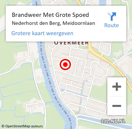 Locatie op kaart van de 112 melding: Brandweer Met Grote Spoed Naar Nederhorst den Berg, Meidoornlaan op 6 augustus 2016 10:15