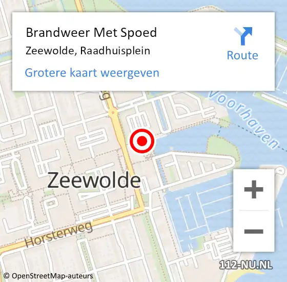 Locatie op kaart van de 112 melding: Brandweer Met Spoed Naar Zeewolde, Raadhuisplein op 6 augustus 2016 10:22