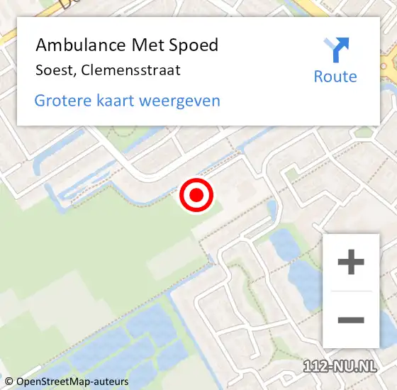 Locatie op kaart van de 112 melding: Ambulance Met Spoed Naar Soest, Clemensstraat op 6 augustus 2016 11:14