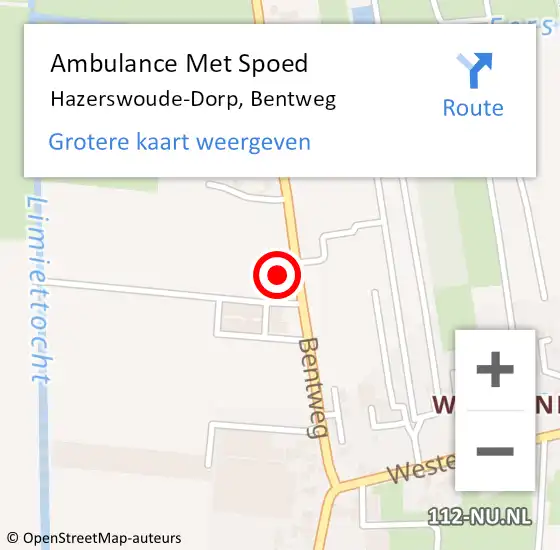 Locatie op kaart van de 112 melding: Ambulance Met Spoed Naar Hazerswoude-Dorp, Bentweg op 6 augustus 2016 13:36