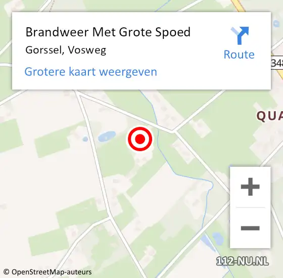 Locatie op kaart van de 112 melding: Brandweer Met Grote Spoed Naar Gorssel, Vosweg op 6 augustus 2016 14:34