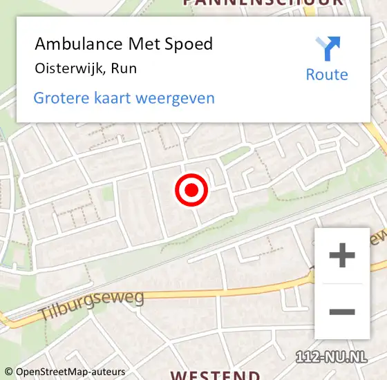 Locatie op kaart van de 112 melding: Ambulance Met Spoed Naar Oisterwijk, Run op 6 augustus 2016 14:42