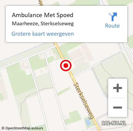 Locatie op kaart van de 112 melding: Ambulance Met Spoed Naar Maarheeze, Sterkselseweg op 6 augustus 2016 14:58