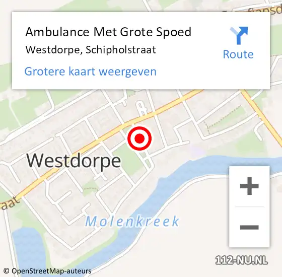 Locatie op kaart van de 112 melding: Ambulance Met Grote Spoed Naar Westdorpe, Schipholstraat op 6 augustus 2016 15:05