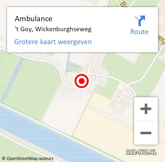 Locatie op kaart van de 112 melding: Ambulance 't Goy, Wickenburghseweg op 6 augustus 2016 15:07