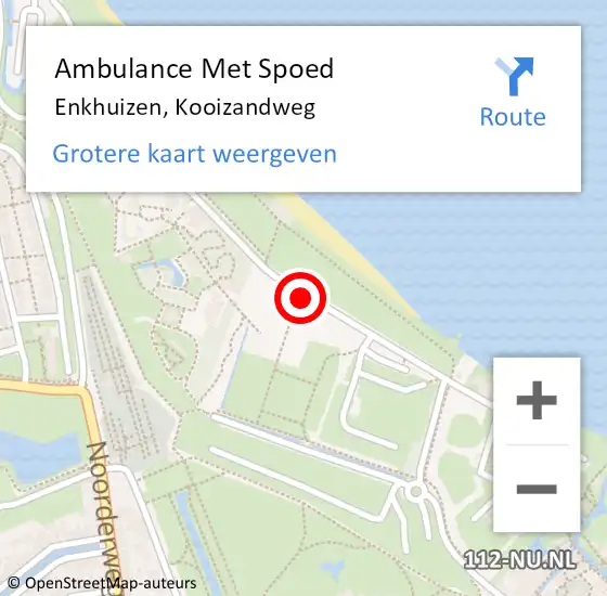 Locatie op kaart van de 112 melding: Ambulance Met Spoed Naar Enkhuizen, Kooizandweg op 6 augustus 2016 15:09