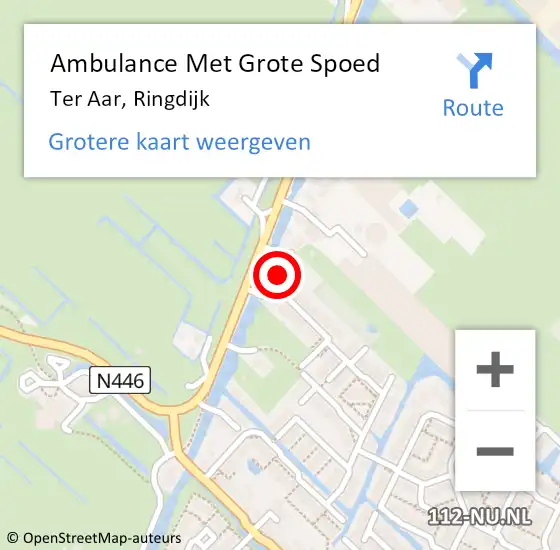 Locatie op kaart van de 112 melding: Ambulance Met Grote Spoed Naar Ter Aar, Ringdijk op 6 augustus 2016 15:42