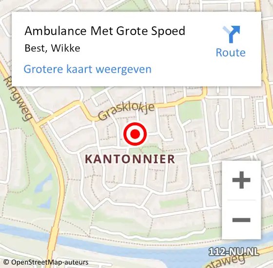 Locatie op kaart van de 112 melding: Ambulance Met Grote Spoed Naar Best, Wikke op 6 augustus 2016 15:53