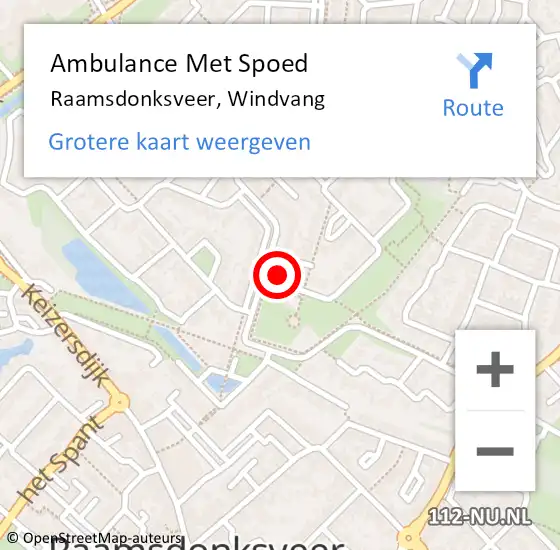 Locatie op kaart van de 112 melding: Ambulance Met Spoed Naar Raamsdonksveer, Windvang op 6 augustus 2016 17:29