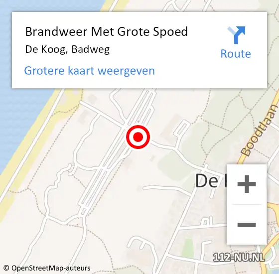 Locatie op kaart van de 112 melding: Brandweer Met Grote Spoed Naar De Koog, Badweg op 6 augustus 2016 17:47