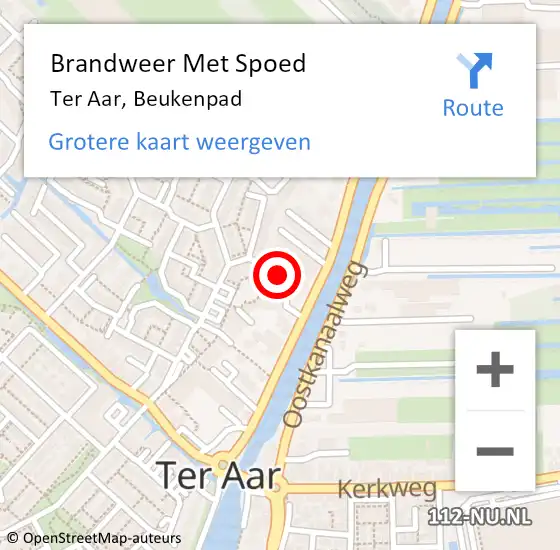 Locatie op kaart van de 112 melding: Brandweer Met Spoed Naar Ter Aar, Beukenpad op 6 augustus 2016 17:50