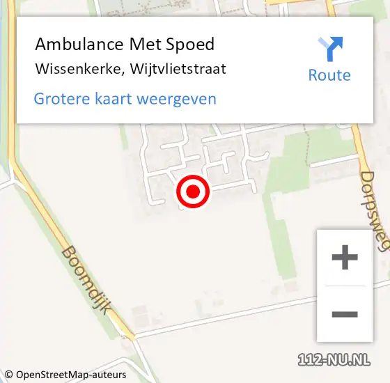 Locatie op kaart van de 112 melding: Ambulance Met Spoed Naar Wissenkerke, Wijtvlietstraat op 6 augustus 2016 19:07