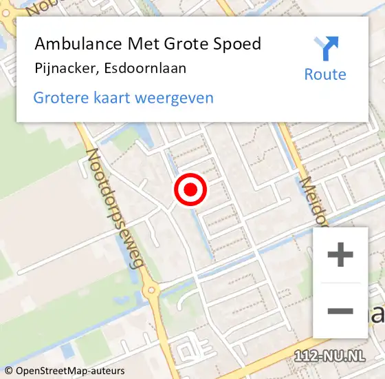 Locatie op kaart van de 112 melding: Ambulance Met Grote Spoed Naar Pijnacker, Esdoornlaan op 6 augustus 2016 20:38