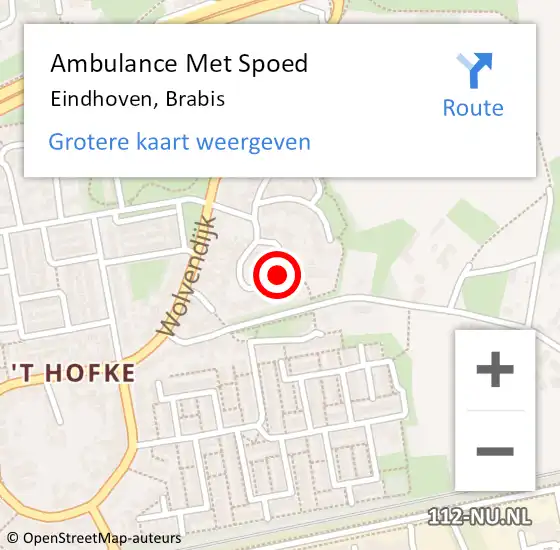 Locatie op kaart van de 112 melding: Ambulance Met Spoed Naar Eindhoven, Brabis op 6 augustus 2016 20:49