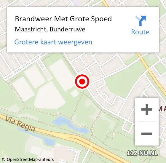 Locatie op kaart van de 112 melding: Brandweer Met Grote Spoed Naar Maastricht, Bunderruwe op 6 augustus 2016 22:50