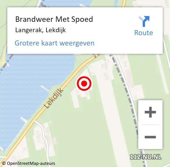 Locatie op kaart van de 112 melding: Brandweer Met Spoed Naar Langerak, Lekdijk op 6 augustus 2016 23:32