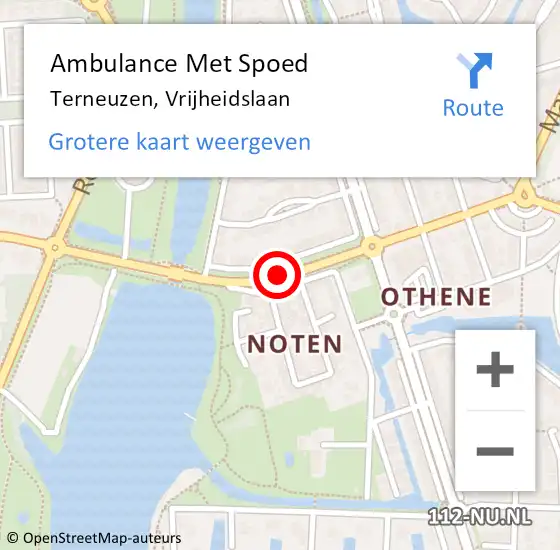 Locatie op kaart van de 112 melding: Ambulance Met Spoed Naar Terneuzen, Vrijheidslaan op 6 augustus 2016 23:35