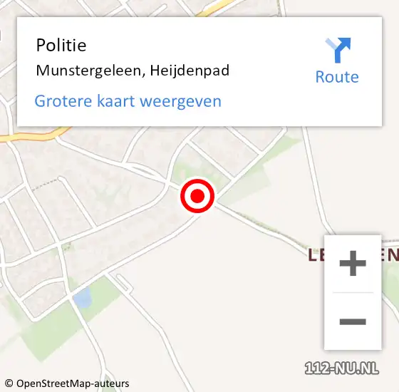 Locatie op kaart van de 112 melding: Politie Munstergeleen, Heijdenpad op 7 augustus 2016 00:54