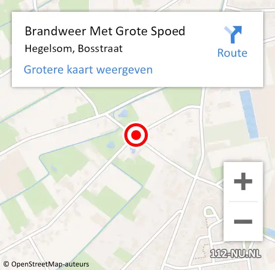 Locatie op kaart van de 112 melding: Brandweer Met Grote Spoed Naar Hegelsom, Bosstraat op 7 augustus 2016 01:27