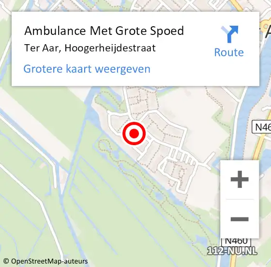 Locatie op kaart van de 112 melding: Ambulance Met Grote Spoed Naar Ter Aar, Hoogerheijdestraat op 7 augustus 2016 02:33