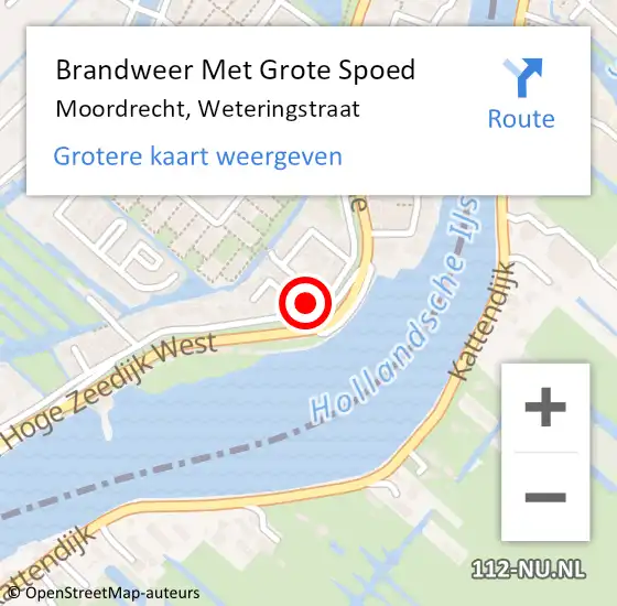 Locatie op kaart van de 112 melding: Brandweer Met Grote Spoed Naar Moordrecht, Weteringstraat op 7 augustus 2016 02:45