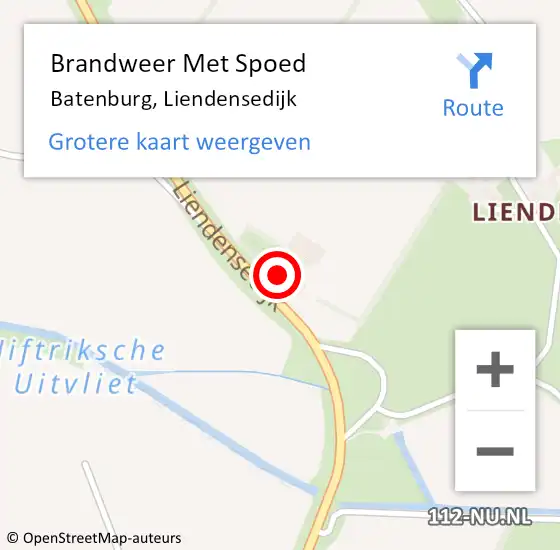 Locatie op kaart van de 112 melding: Brandweer Met Spoed Naar Batenburg, Liendensedijk op 23 december 2013 15:50