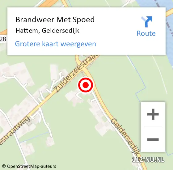 Locatie op kaart van de 112 melding: Brandweer Met Spoed Naar Hattem, Geldersedijk op 7 augustus 2016 04:58