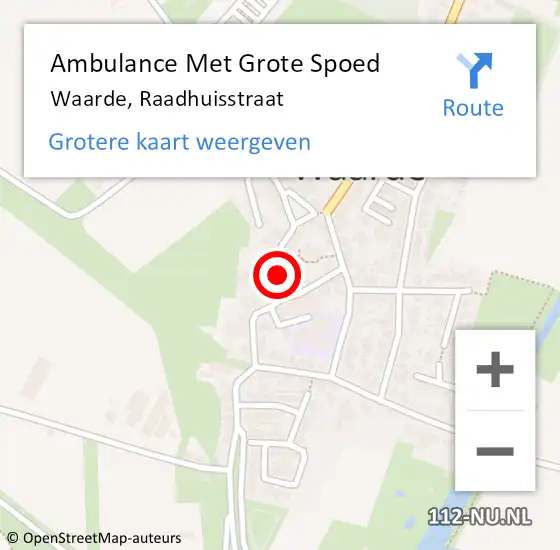 Locatie op kaart van de 112 melding: Ambulance Met Grote Spoed Naar Waarde, Raadhuisstraat op 7 augustus 2016 05:25