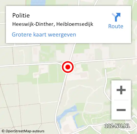 Locatie op kaart van de 112 melding: Politie Heeswijk-Dinther, Heibloemsedijk op 7 augustus 2016 05:43