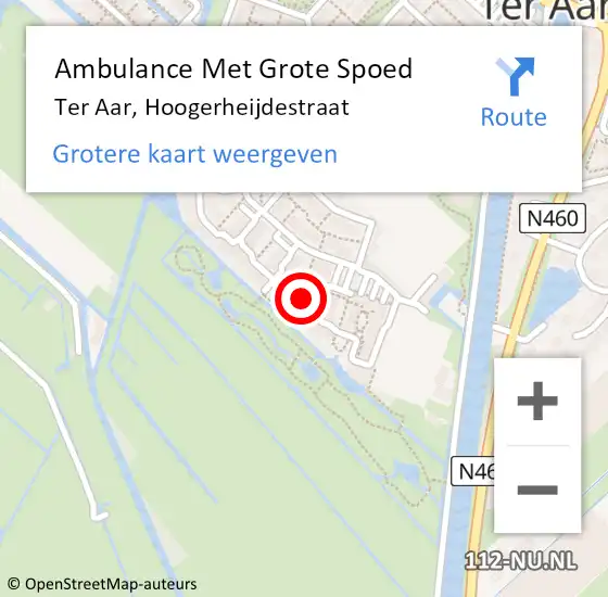 Locatie op kaart van de 112 melding: Ambulance Met Grote Spoed Naar Ter Aar, Hoogerheijdestraat op 7 augustus 2016 05:46