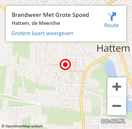 Locatie op kaart van de 112 melding: Brandweer Met Grote Spoed Naar Hattem, de Meenthe op 7 augustus 2016 06:33