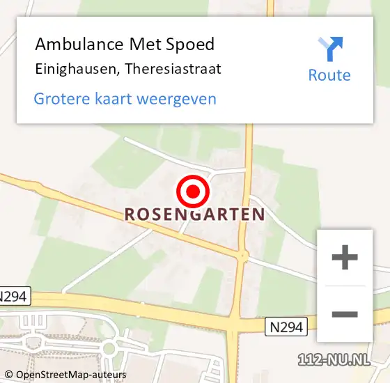 Locatie op kaart van de 112 melding: Ambulance Met Spoed Naar Einighausen, Theresiastraat op 23 december 2013 15:57