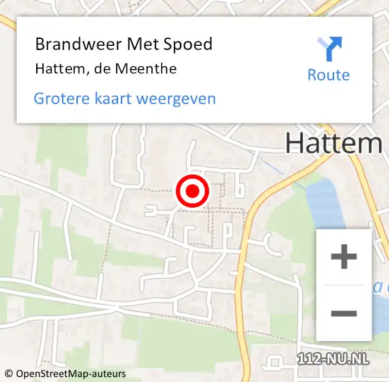 Locatie op kaart van de 112 melding: Brandweer Met Spoed Naar Hattem, de Meenthe op 7 augustus 2016 06:52