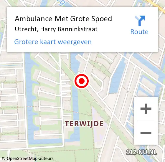 Locatie op kaart van de 112 melding: Ambulance Met Grote Spoed Naar Utrecht, Harry Banninkstraat op 7 augustus 2016 08:00
